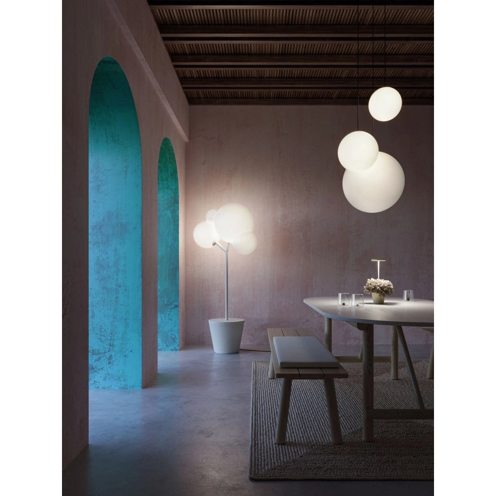 Zafferano - Lampada da terra Tree of Light per esterni e interni Bianca - Piantana LED E27 - Piano d'appoggio regolabile