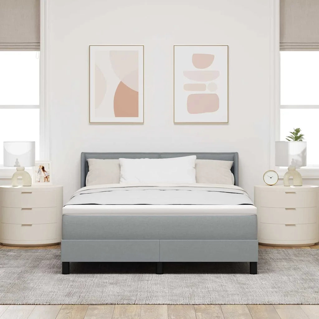 Letto a molle con testiera Grigio chiaro 190 x 140 cm Tessuto 3341034