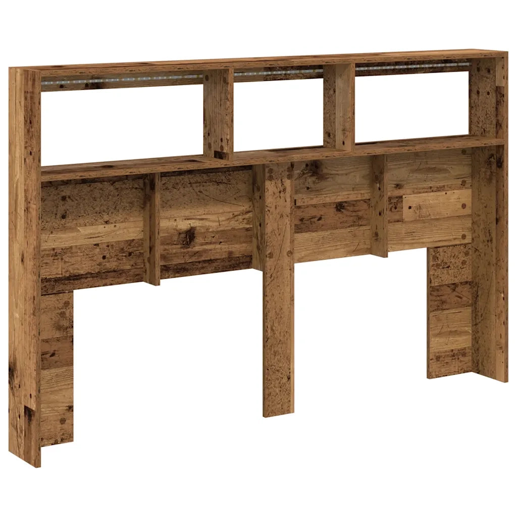 Testiera | Testata con Contenitore a LED Legno Antico 160x17x102 cm