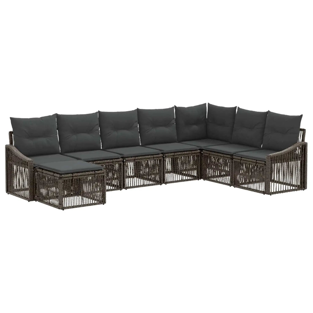 Set Divano da Giardino 8 pz Grigio polyrattan 3436097