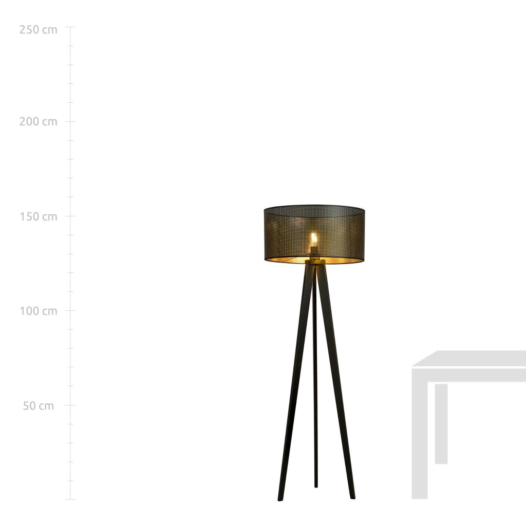 Lampada da terra Emibig Aston treppiede nero/oro E27 150cm