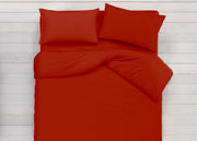 Copripiumino In 100% Cotone Double Face Rosso - 1 Piazza e Mezza - Rosso