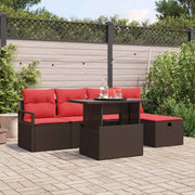 Set Divano da Giardino con cuscino 6 pcs Marrone Poly Rattan 3359791