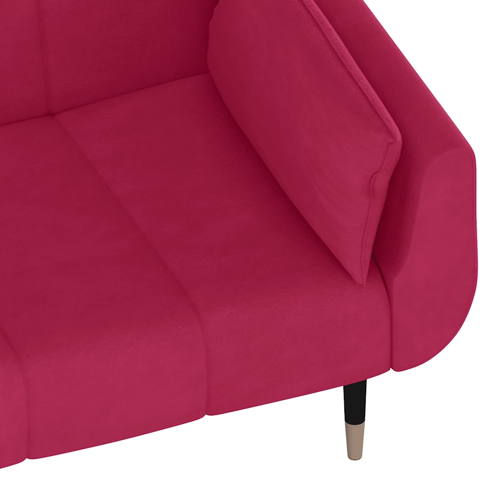 Divano Letto a 2 Posti con 2 Cuscini Rosso Vino in Velluto 337587
