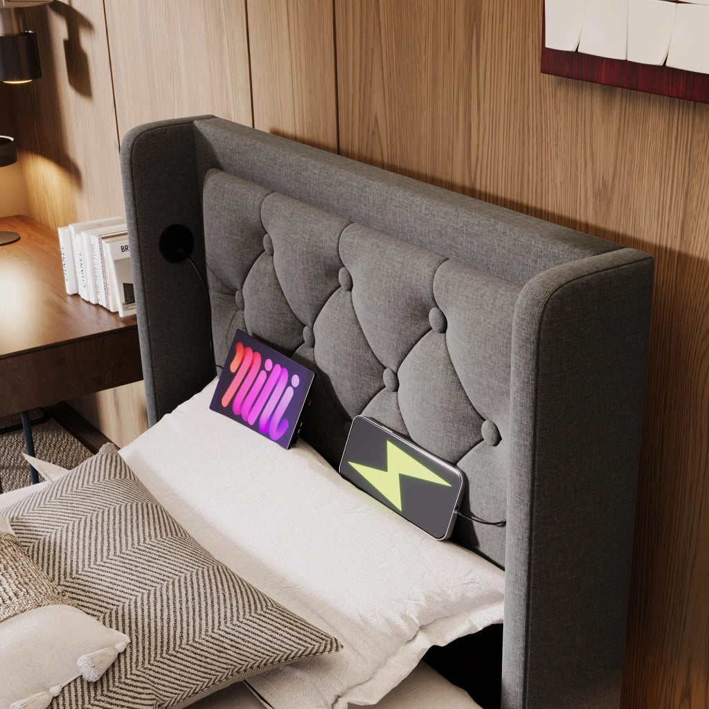 letto in cotone grigio 90 x 200 cm