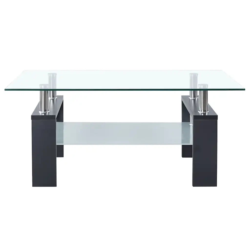 Tavolino Grigio e Trasparente 95x55x40 cm Vetro Temperato 330305