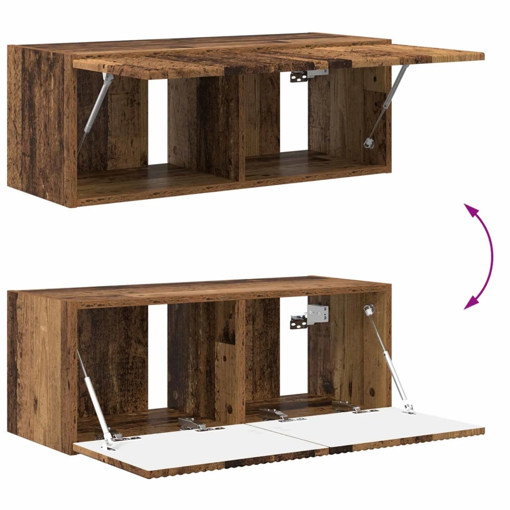 Set di Mobiletto da TV a Parete 4 pz-Credenza per TV sospesa Legno vecchio 218073