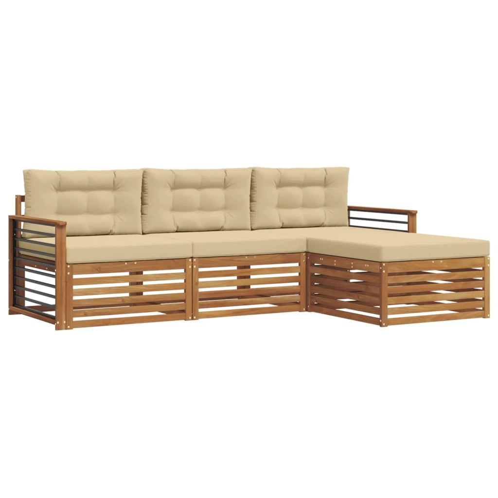 Set di divani da esterno con cuscino 4 pcs Naturale e Beige 3373273