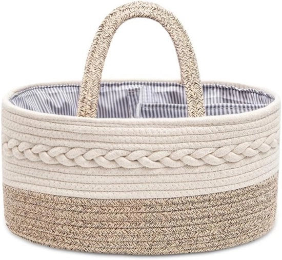 Organizzatore per Luie, con tessuto di cotone intrecciato, contenitore portatile con compartimenti scambiabili, per regalo di babbo o mamma (Beige)