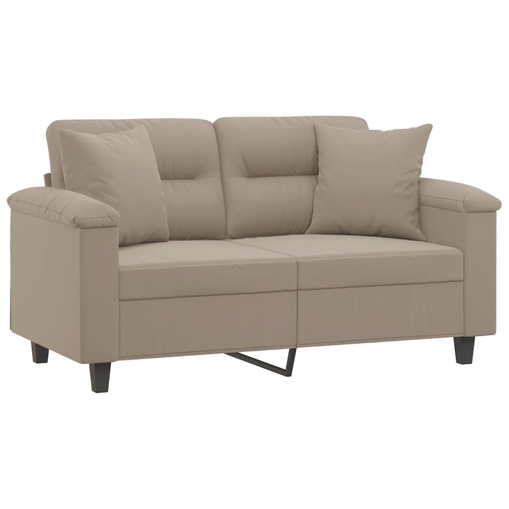 Divano a 2 Posti con Cuscini-Sofa 2 Posti con Cuscini Tortora 120 cm Tessuto Microfibra