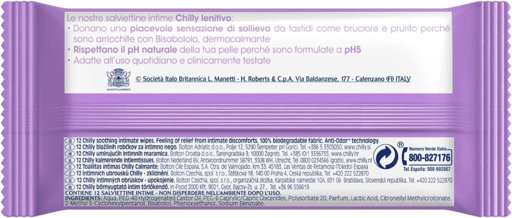 CHILLY SALVIETTE INTIME DETERGENTI DA 12 PZ LENITIVO