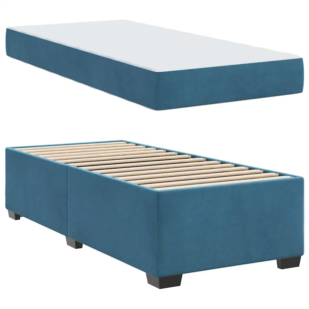 Struttura del letto con materasso Blu Scuro 90 x 190 cm Tessuto