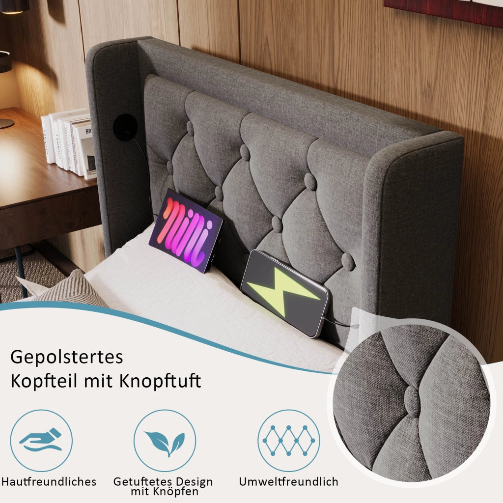 letto in cotone grigio 90 x 200 cm