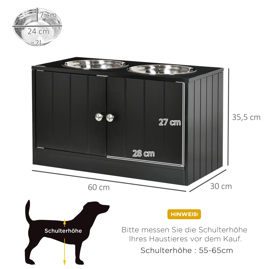 CIOTOLA PER CANI Rialzata 60x30x35,5 cm Legno Nero