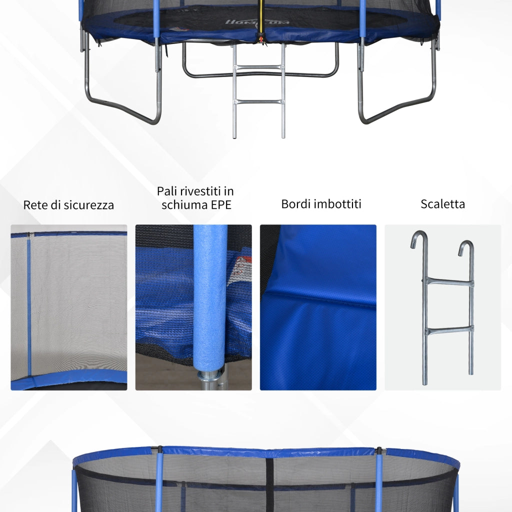 Trampolino Elastico da Giardino ¨C zephmum ¨C Blu e Nero, ?244x240cm