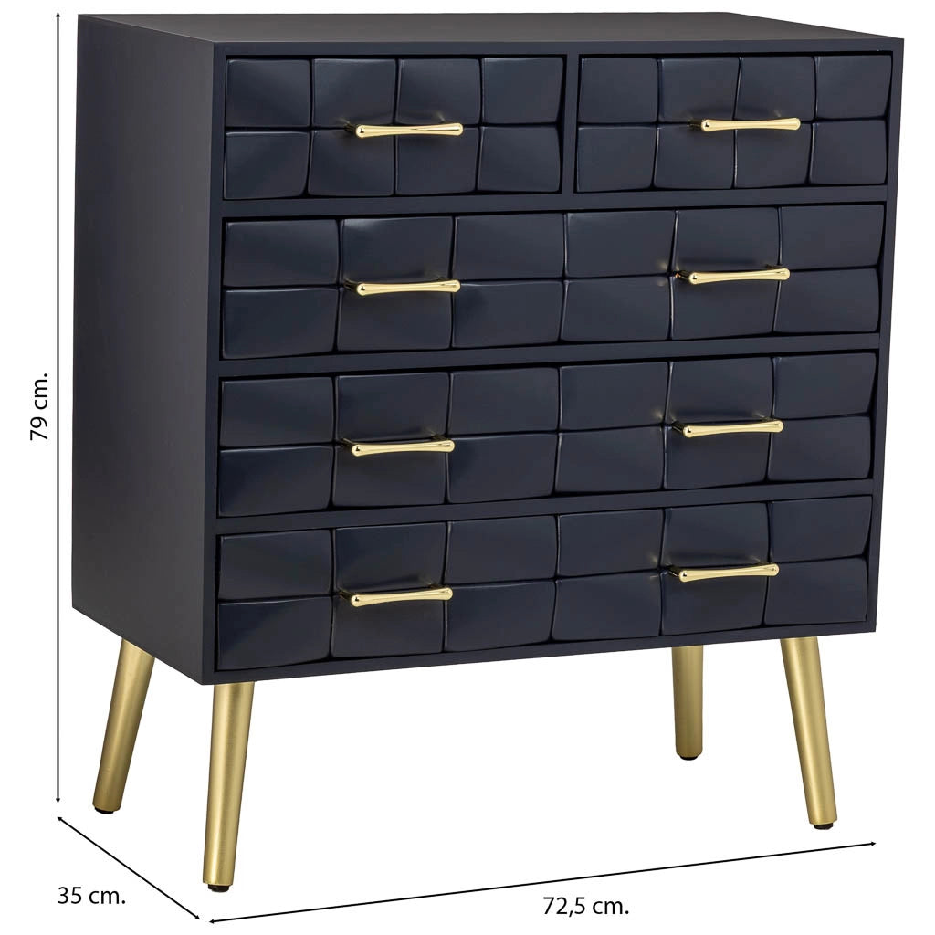Cassettiera in legno nero 72.5x35x79h cm