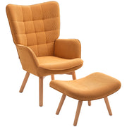 Poltrona con poggiapiedi, poltrona a orecchioni con schienale alto, gambe in legno, poltrona lounge con design capitonn¨¦, effetto velluto a coste,