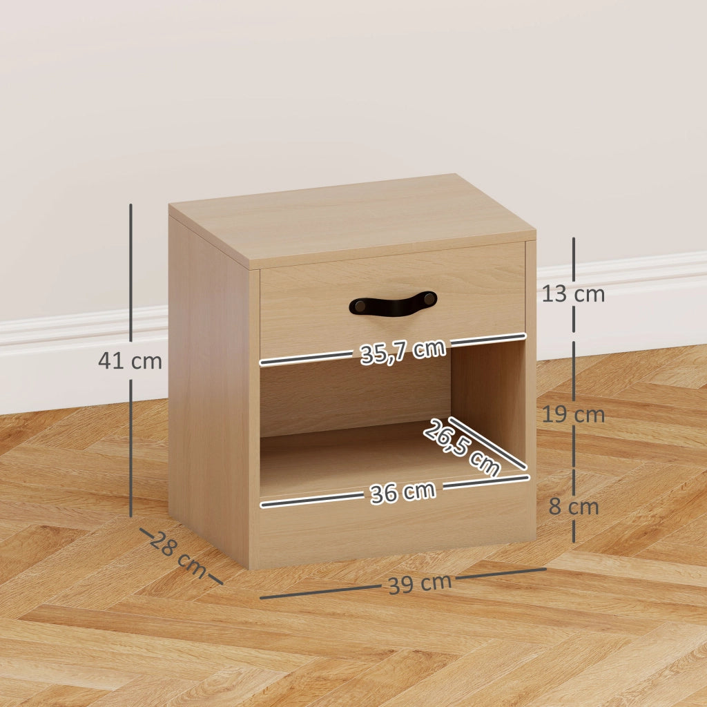 Tavolino da Salotto con Cassetto e Ripiano Aperto ¨C Zephmum ¨C Naturale 39x28x41 cm