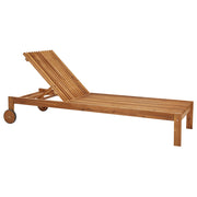 Lettino da giardino in legno di acacia chiaro con schienale regolabile e rotelle incorporate Stile rustico moderno