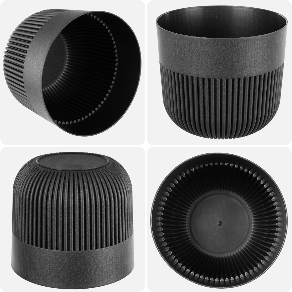 Vaso da fiori KADAX, Coprivaso, 15 cm, Plastica, Rotondo, A coste, Grafite