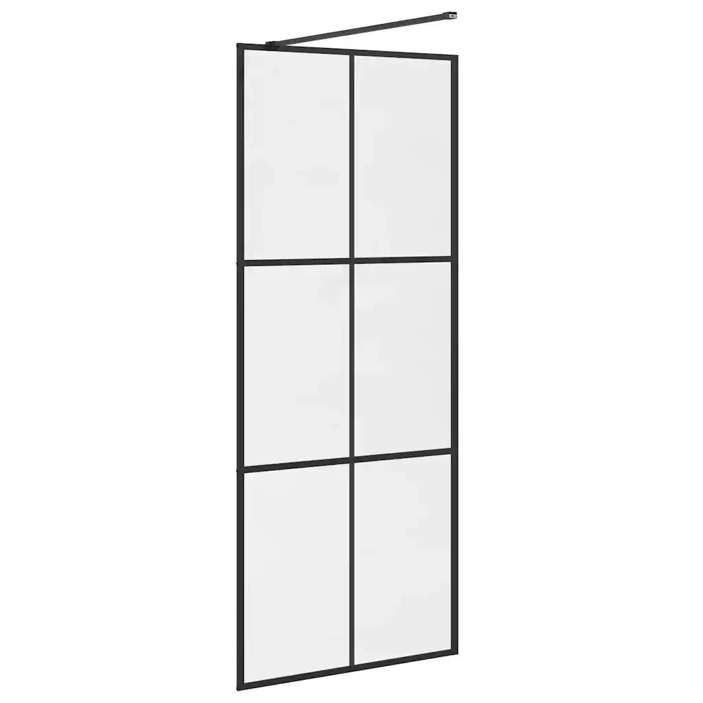 Parete Doccia Walk-in in Vetro Trasparente ESG Nera 80x195 cm 151023