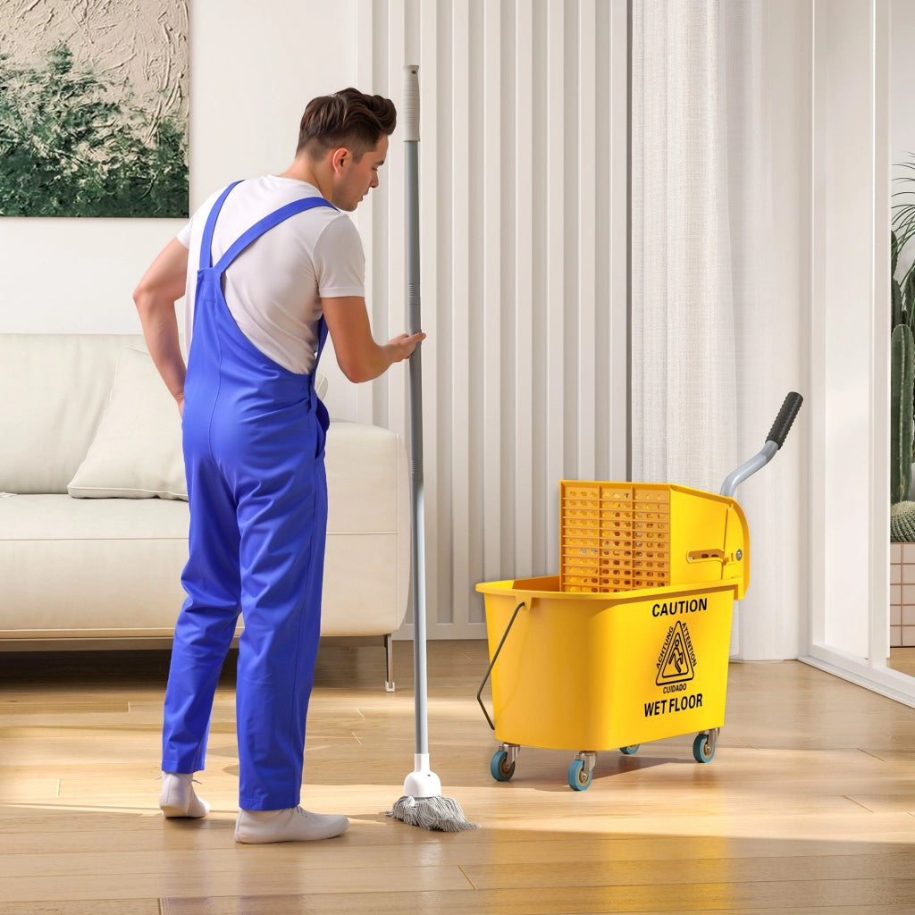 Secchio Lavapavimenti Professionale 20L con Mocio e Strizzatore ¨C Minimal ¨C Giallo 45x26.5x70 cm