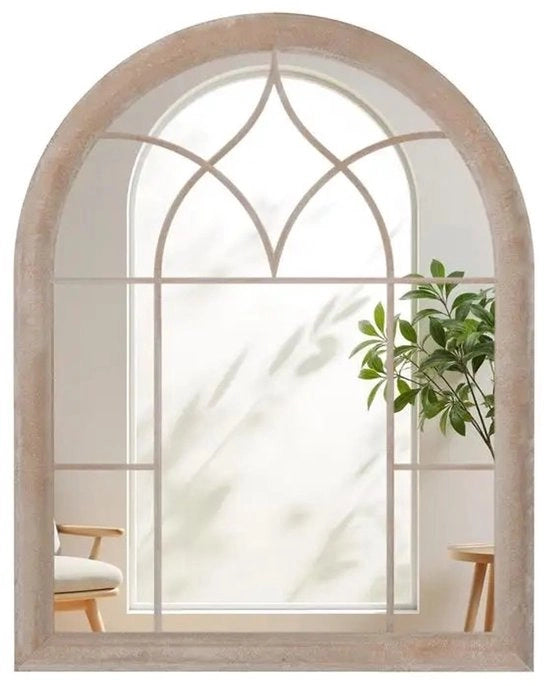 Specchio per giardino con telaio metallico, specchio curvo per parete, specchio decorativo, specchio per finestra, 69 x 88,5 cm