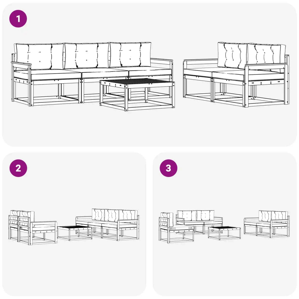 Set di divani da esterno 6 pz Bianco e Grigio Chiaro 3386050