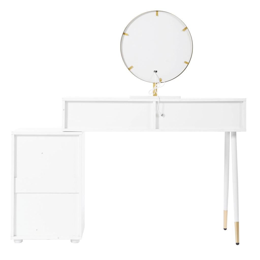 TOELETTA con specchio LED, 100x40x127 cm, bianco, 5 cassetti