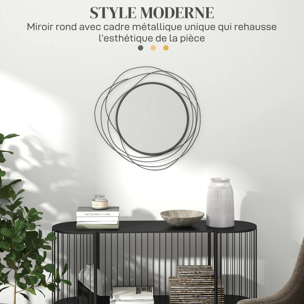 Specchio rotondo in metallo ¨C Xylo ¨C nero ¦µ65 cm stile moderno