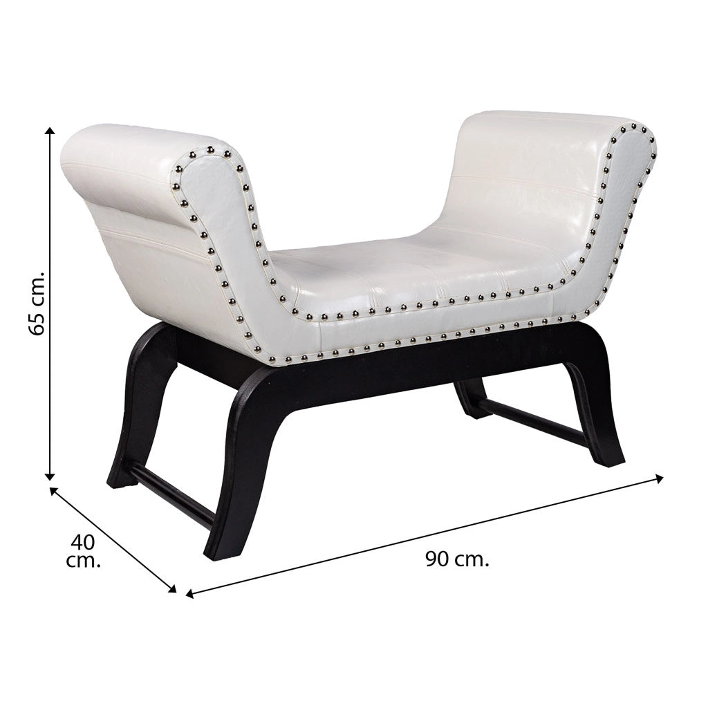 Sgabello in similpelle bianca 90x40x65h