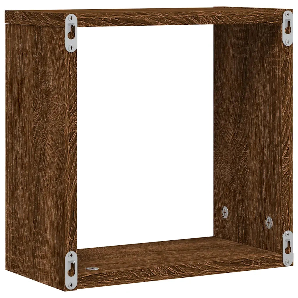 Mensole a Cubo 2 pz Rovere Marrone 30x15x30 cm 815885