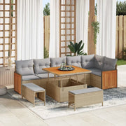 Set Divano da Giardino 11 pcs Beige e Grigio Chiaro polyrattan