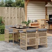 Set Pranzo da Giardino 5 pz con Cuscini Beige Misto Polyrattan 3210900