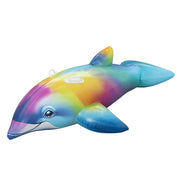Trade Shop - Cavalcabile Gonfiabile Galleggiante A Forma Di Delfino Arcobaleno Maniglie 168x66cm 41541 -