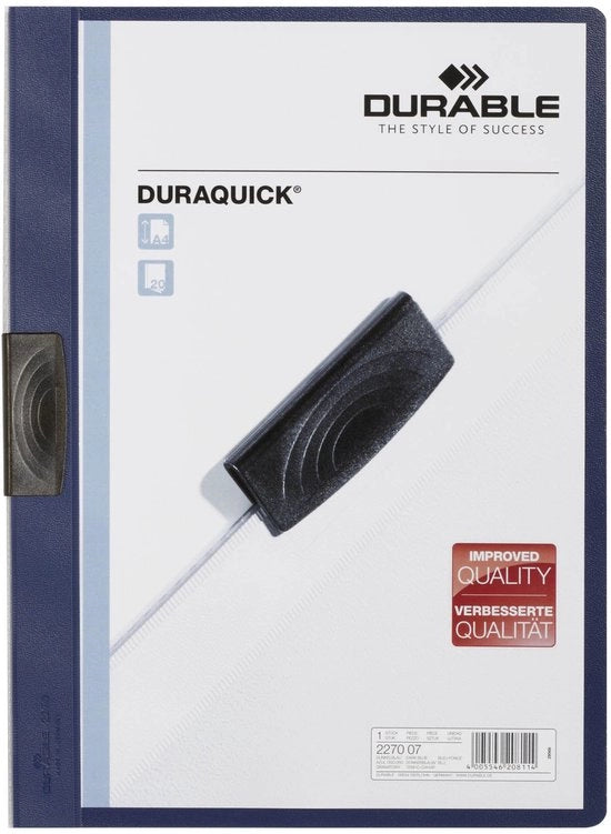 Chiusura Duraquick Sostenibile, fino a 20 fogli A4, blu scuro, confezione da 20, 227007