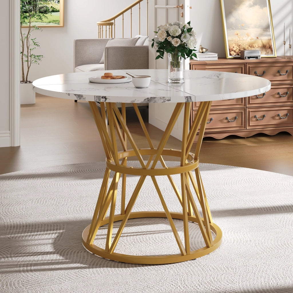Tavolo da pranzo rotondo (100¡Á100¡Á76 cm), tavolo da pranzo per cucina, tavolino rotondo per 4 persone, adatto per sala da pranzo, soggiorno, eleganti