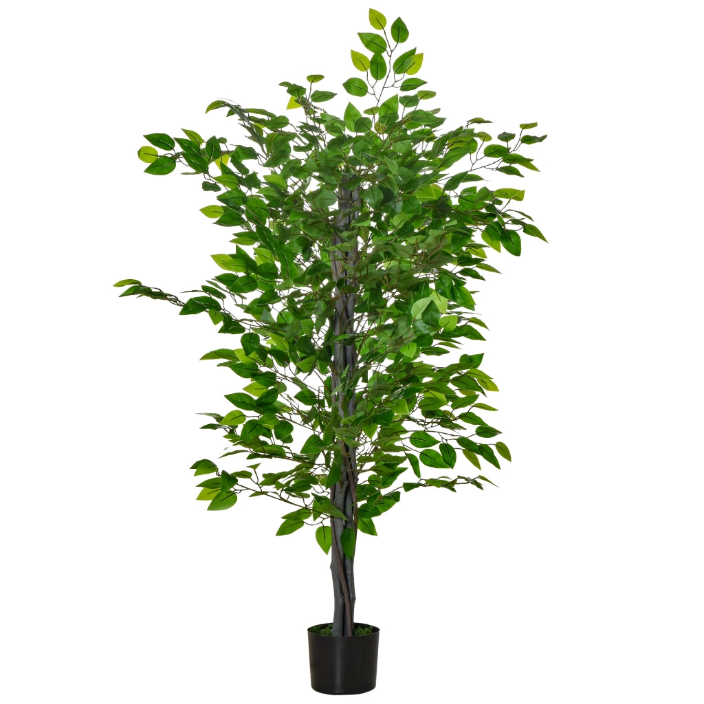 Albero Artificiale Ficus ¨C Xylo ¨C H.1,35m con Tronco Rami Liane Licheni Foglie Vaso Incluso