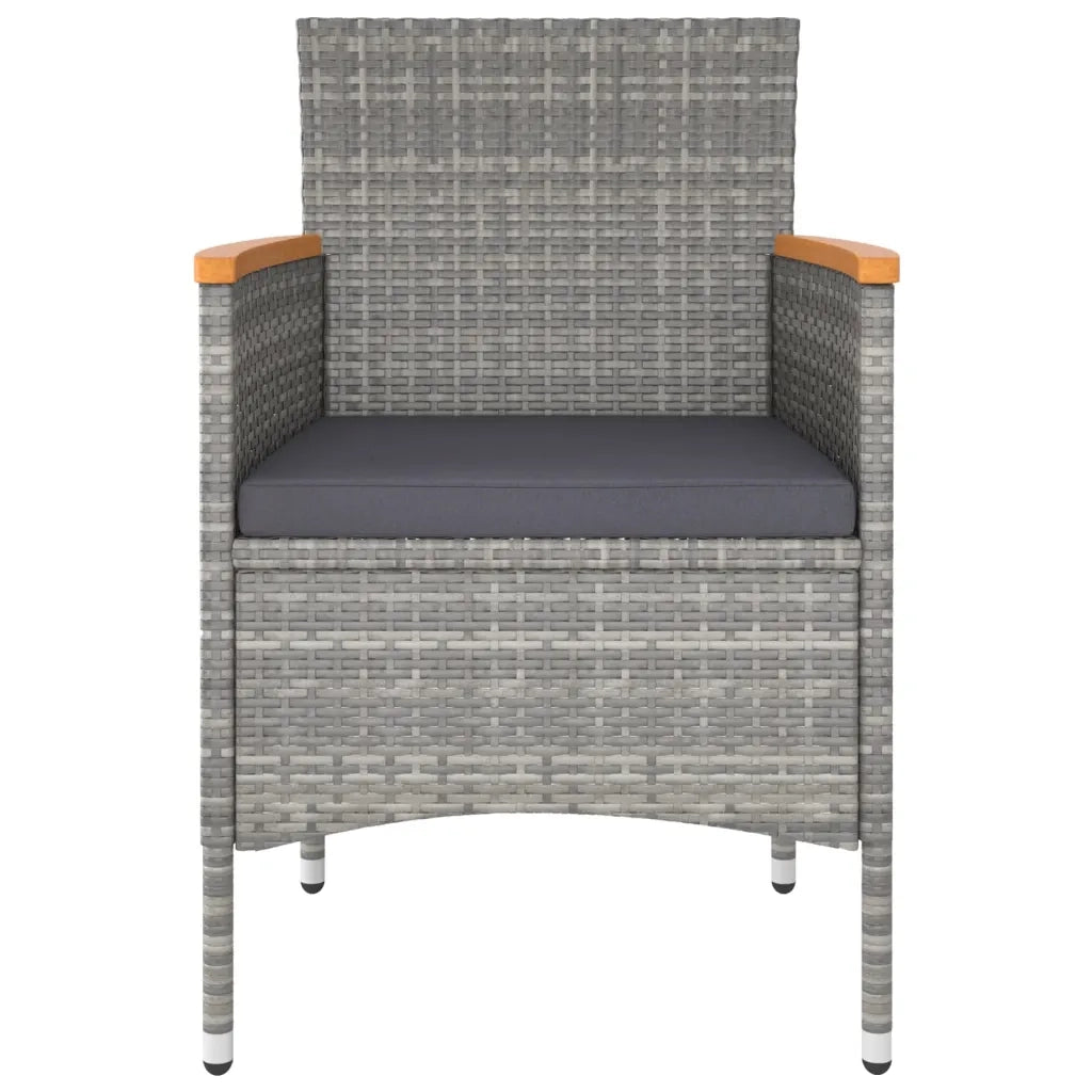 Set Pranzo da Giardino 5 pz Polyrattan e Vetro Temperato Grigio 3058355