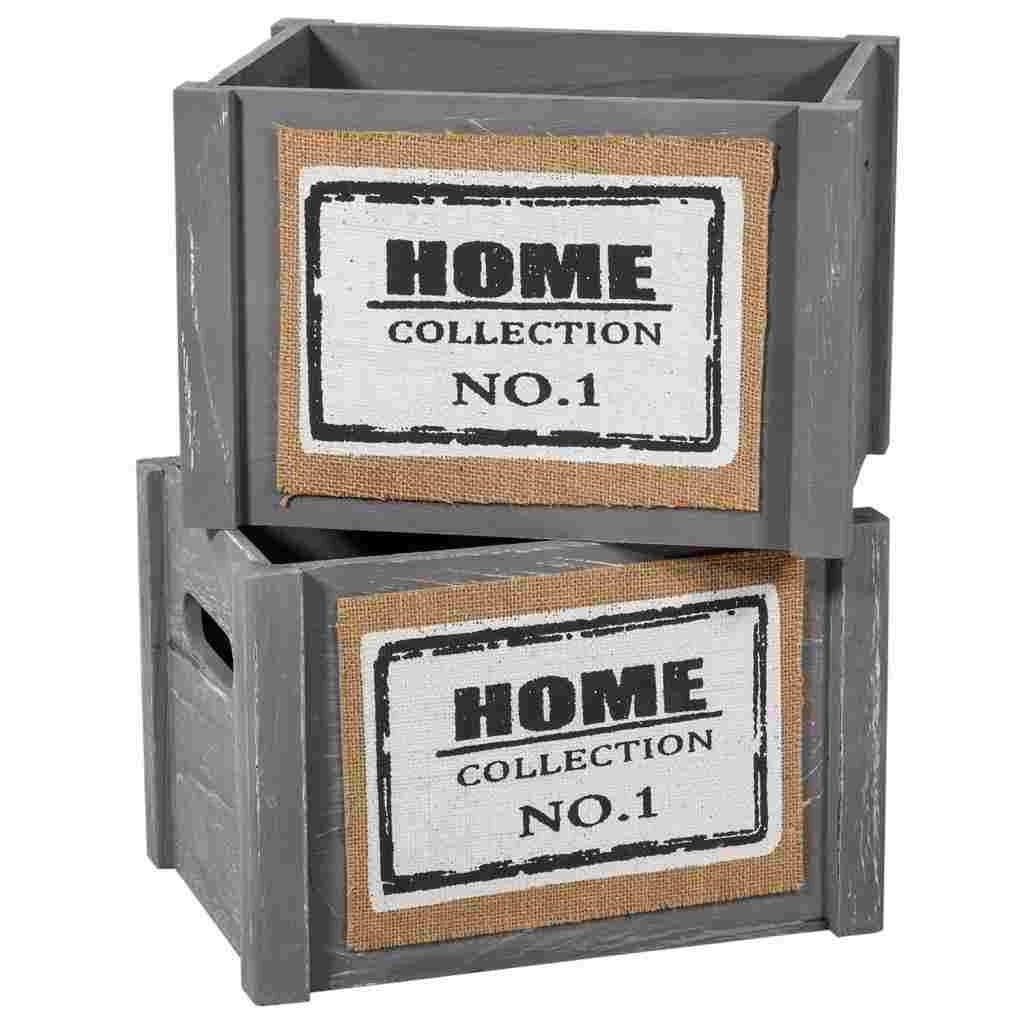 Set armadio e 5 cestini in legno grigio