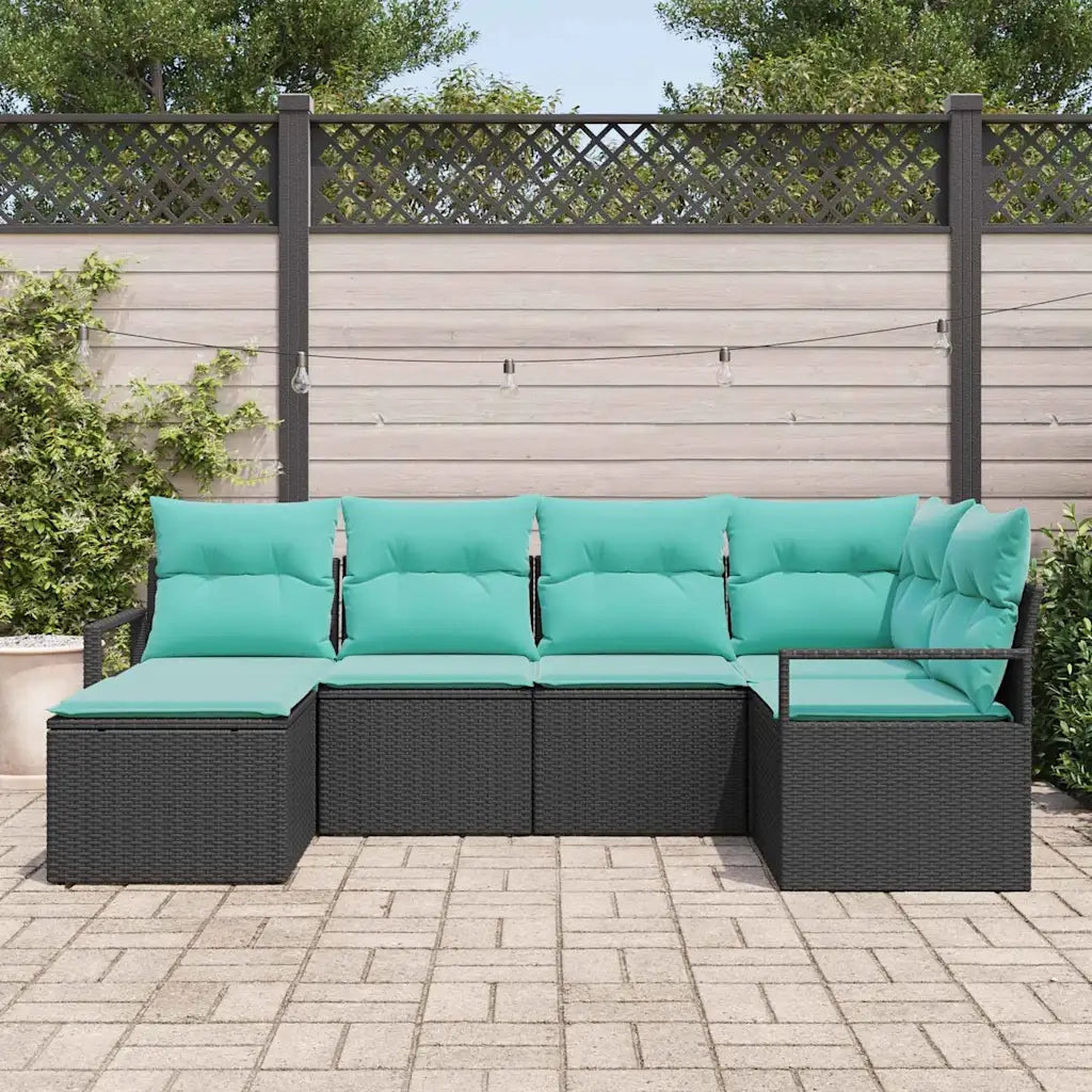 Set di divani con cuscino 6 pcs Nero polyrattan 3346456