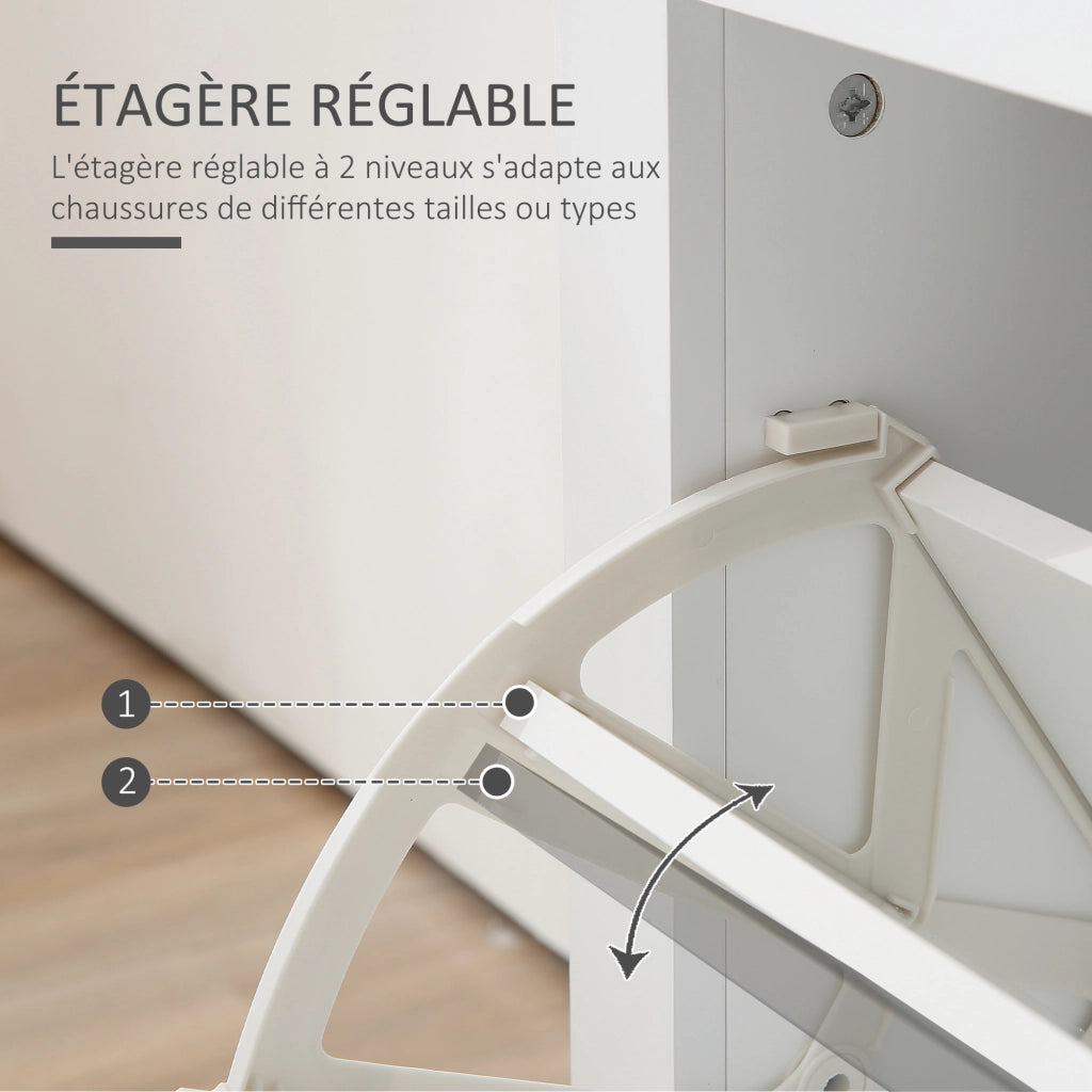 Scarpiera 12 paia ¨C zephmum ¨C bianco e rovere 79x23x90,5 cm