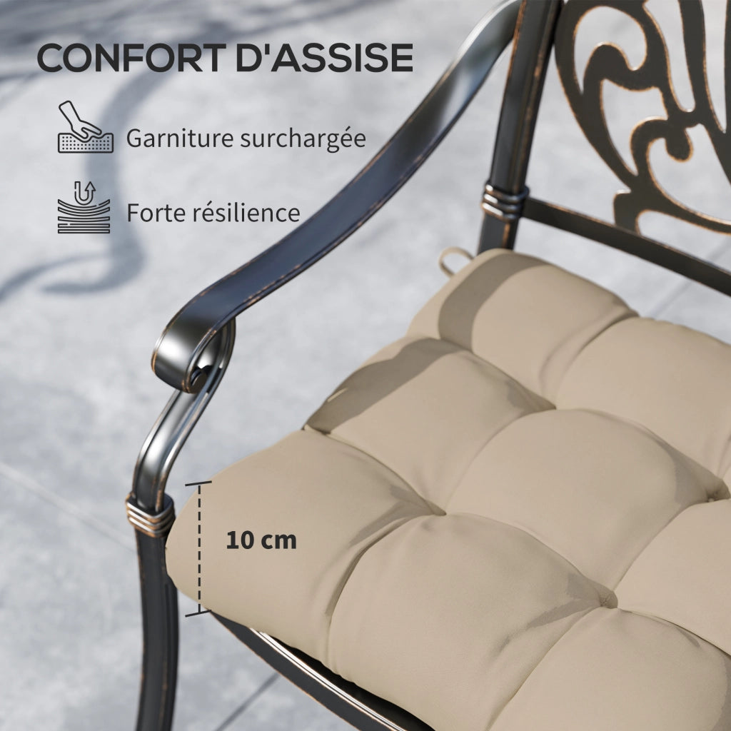 Set 4 cuscini per sedie da giardino ¨C Xylo ¨C imbottiti 10 cm con lacci 48x48 cm cachi