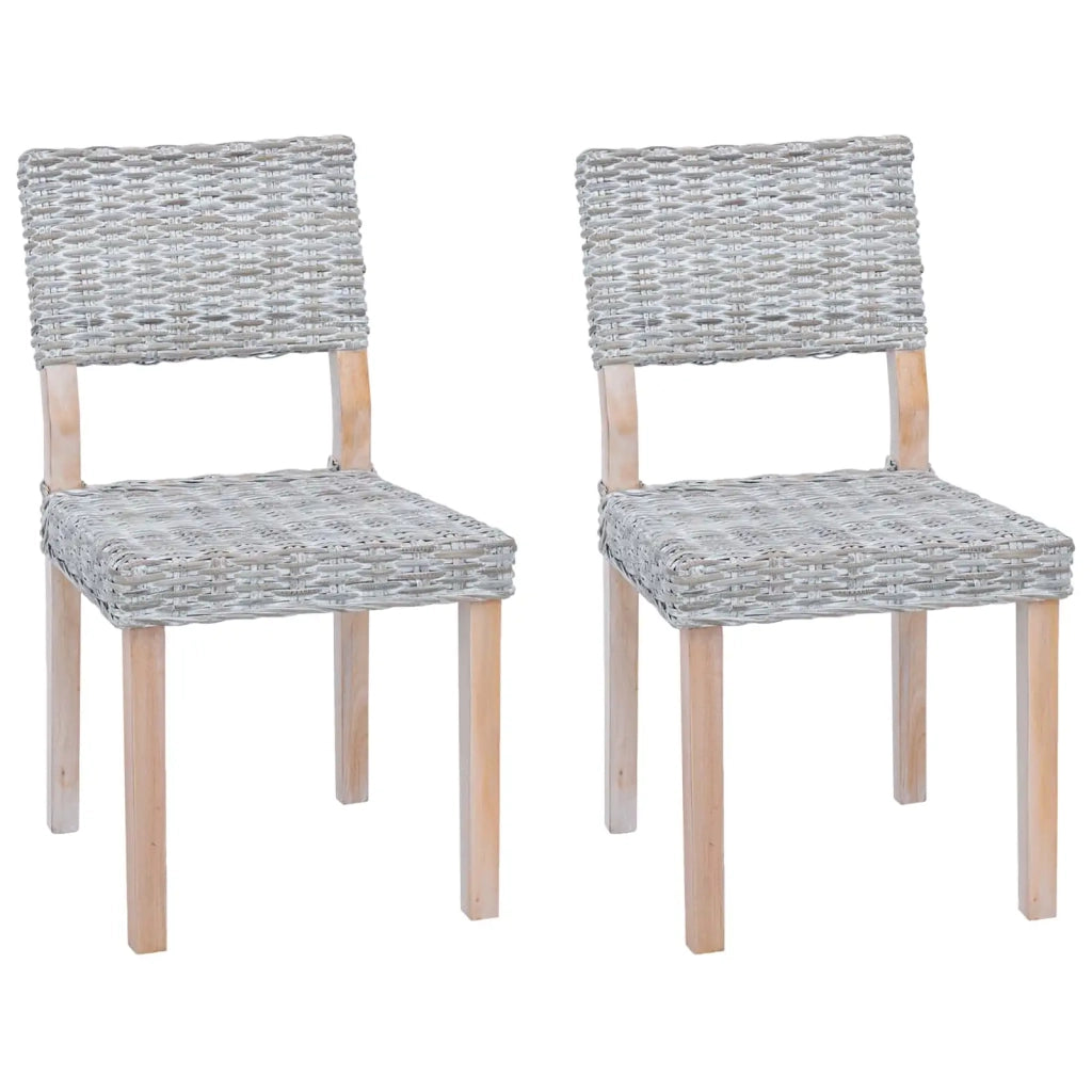 Sedia da pranzo 2 pcs Bianco Lavato 46 x 55 x 84 cm Rattan Kubu 42012423