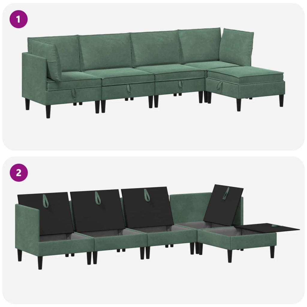 Set di mobili per il soggiorno 5 pcs Verde Mare Velluto 3413776