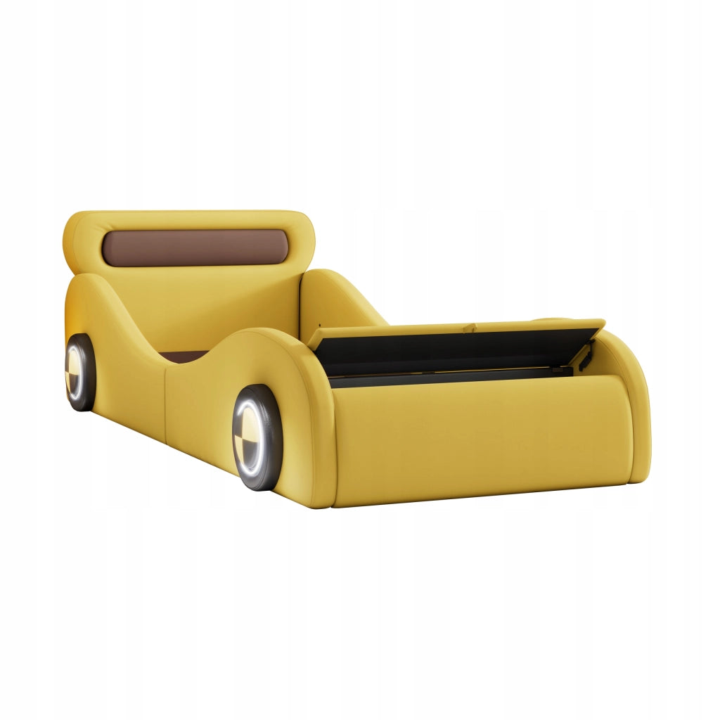 Letto a una piazza e mezza imbottito - Xylo - 90x200 - Giallo - Auto
