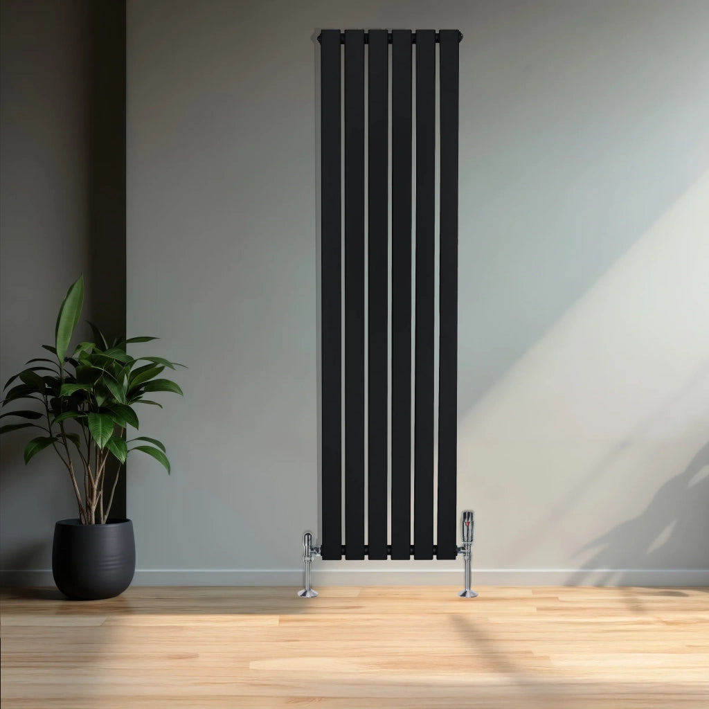 Radiatore Verticale Design Piatto Colonna Singola Nero 1600x420 mm