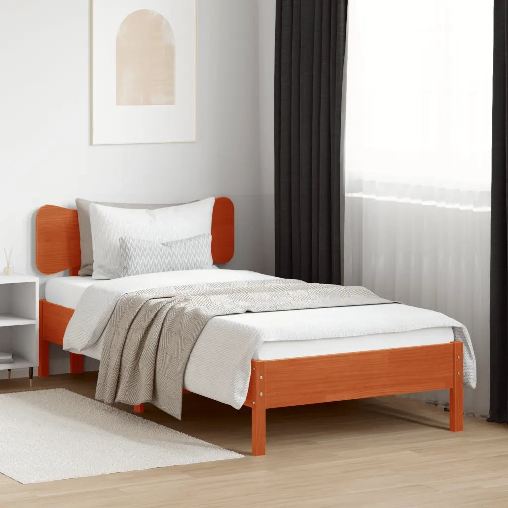 Testiera-Testata-Testiera Decorativa Marrone Cera 100 cm in Legno Massello di Pino 387889