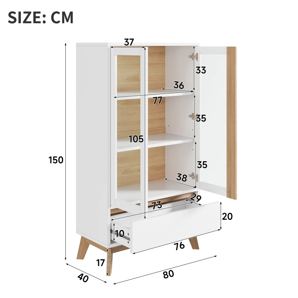 Mobile contenitore da cucina con ripiani regolabili, 80x40x150 cm, bianco, in truciolare