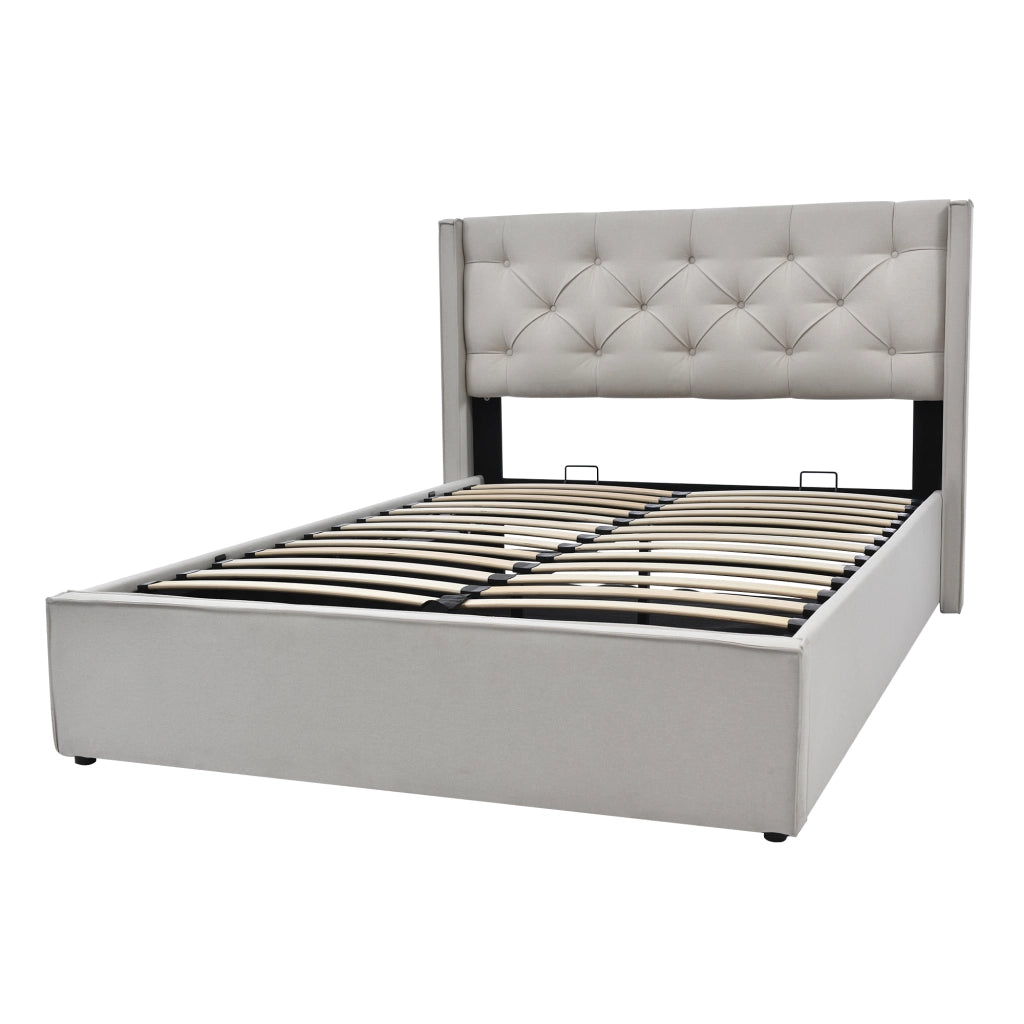 letto imbottito cotone grigio chiaro 140x200 cm